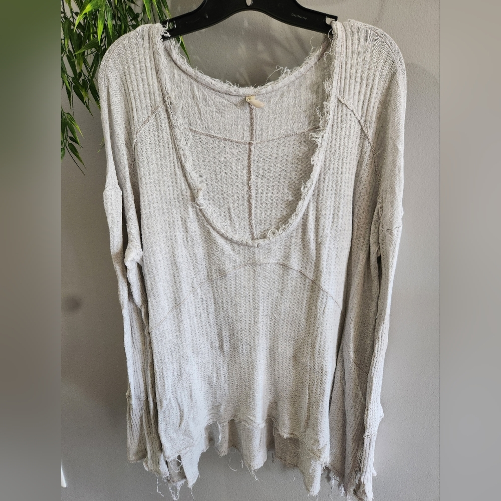 Free People Distressed Thermal Top